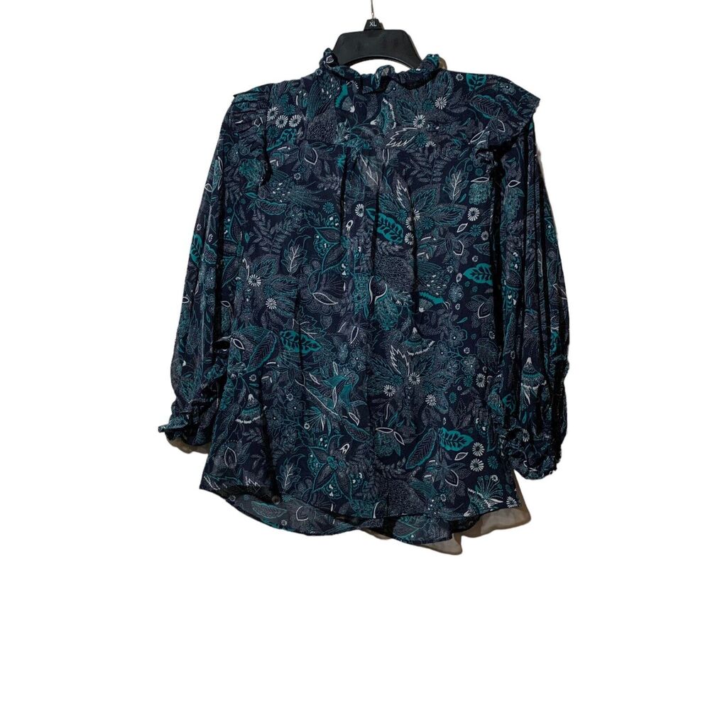 Anthropologie Haida Floral Peasant Blouse Navy Size M - Picture 4 of 7